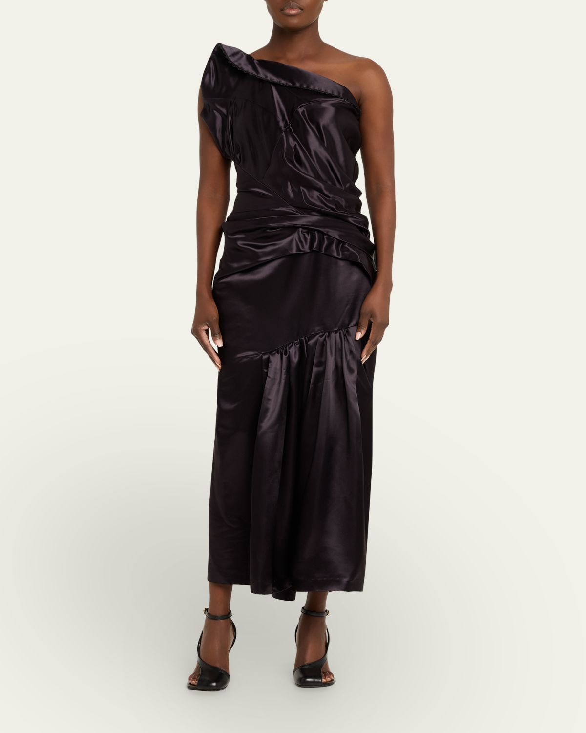 Dries Van Noten Damari One-Shoulder Pleated Dress | Thumbnail 2 Dries Van Noten Damari One-Shoulder Pleated Dress | Thumbnail 2