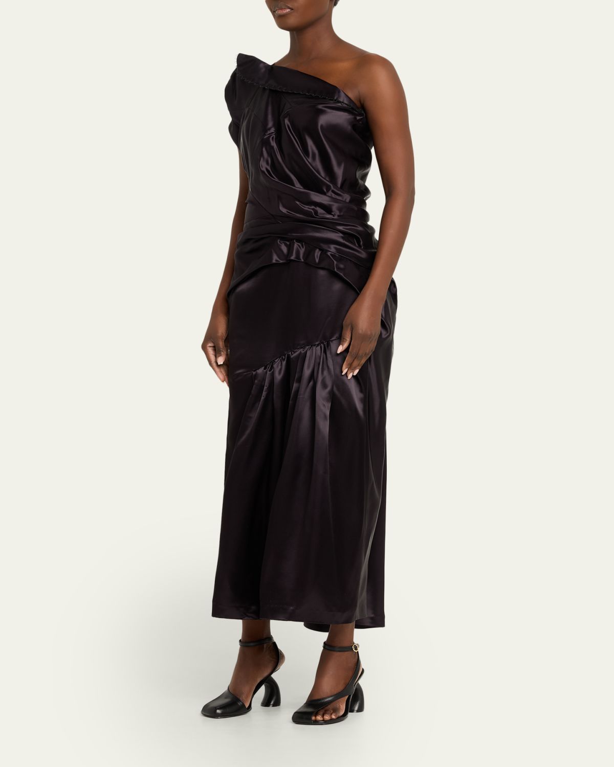 Dries Van Noten Damari One-Shoulder Pleated Dress | Thumbnail 4 Dries Van Noten Damari One-Shoulder Pleated Dress | Thumbnail 4