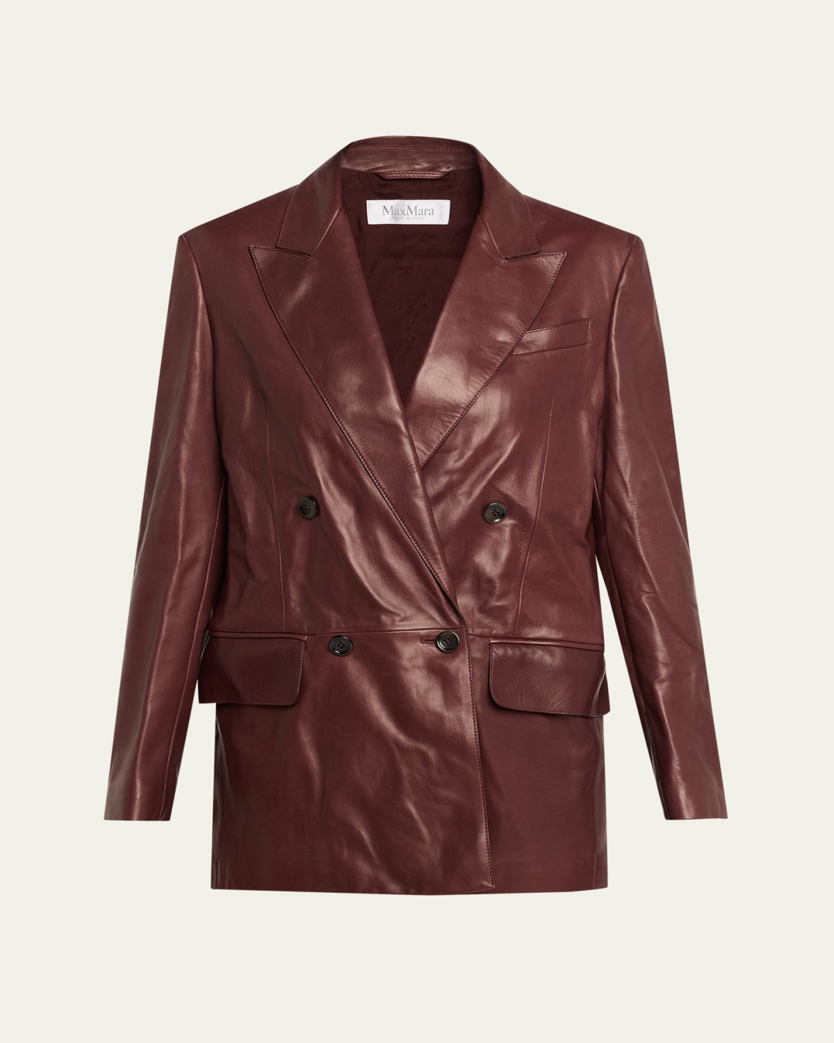 Max Mara Duse Leather Double-Breasted Jacket