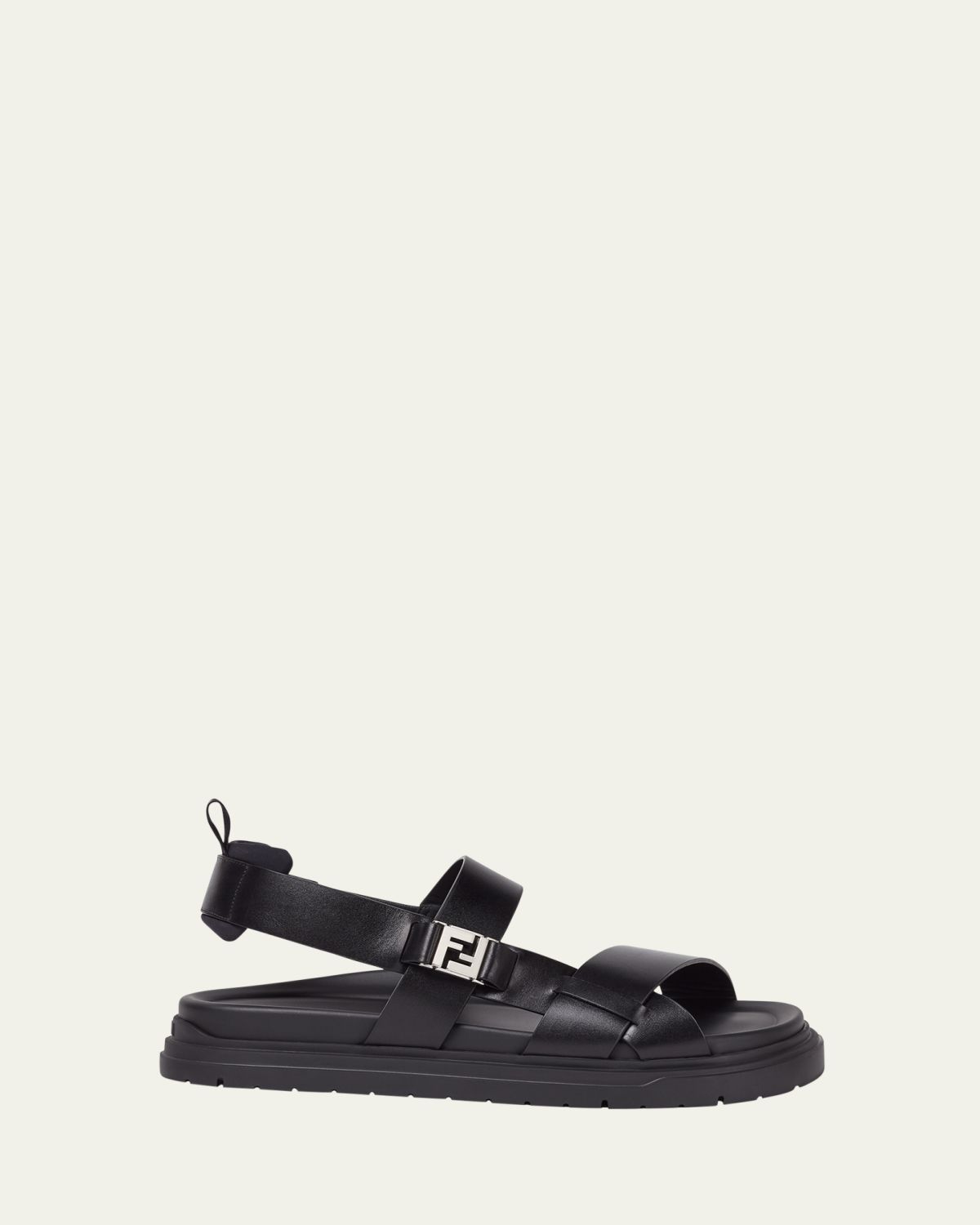 Fendi Men's FF Side-Buckle Leather Sandals