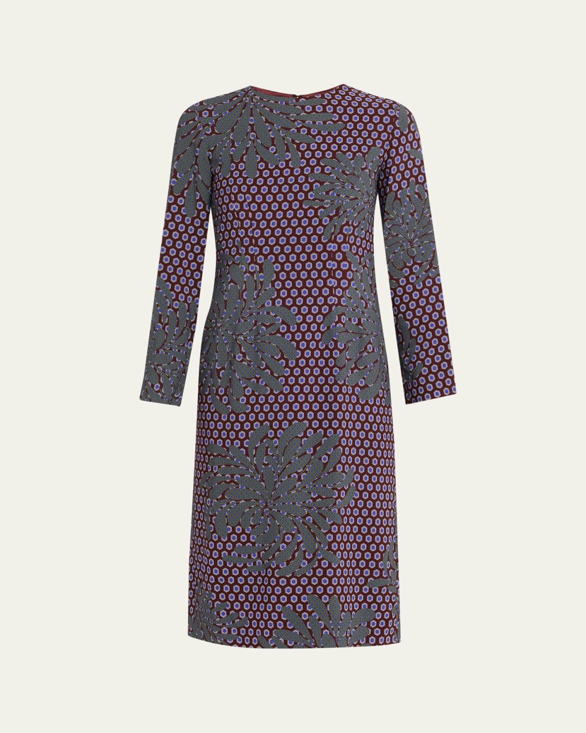 Dries Van Noten Danora Multi-Print Long-Sleeve Midi Dress