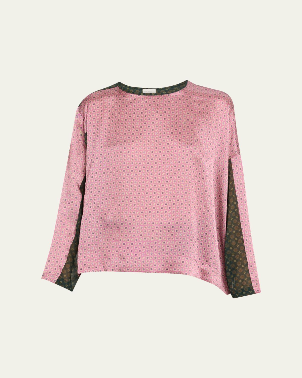 Dries Van Noten Caias Multi-Print Silk Long-Sleeve Shirt