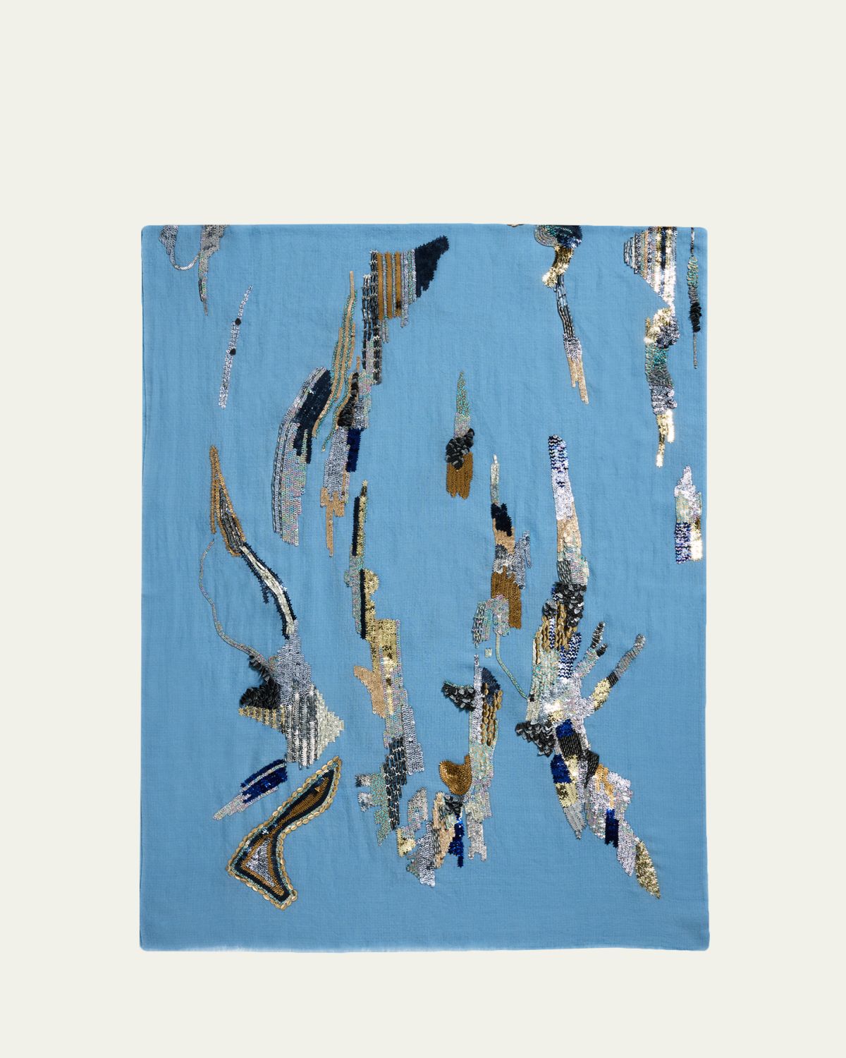 Janavi India Galactic Legacy Sequin-Embroidered Merino Wool Scarf