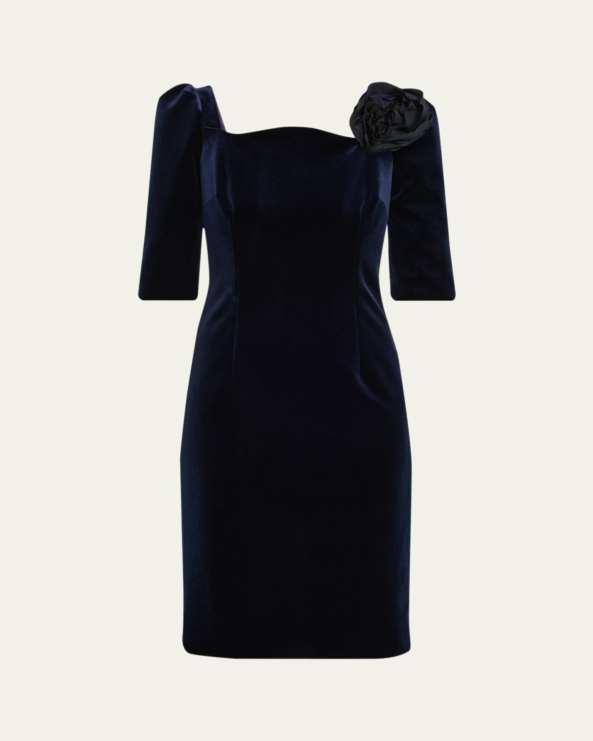 Rickie Freeman for Teri Jon Floral Applique Velvet Dress