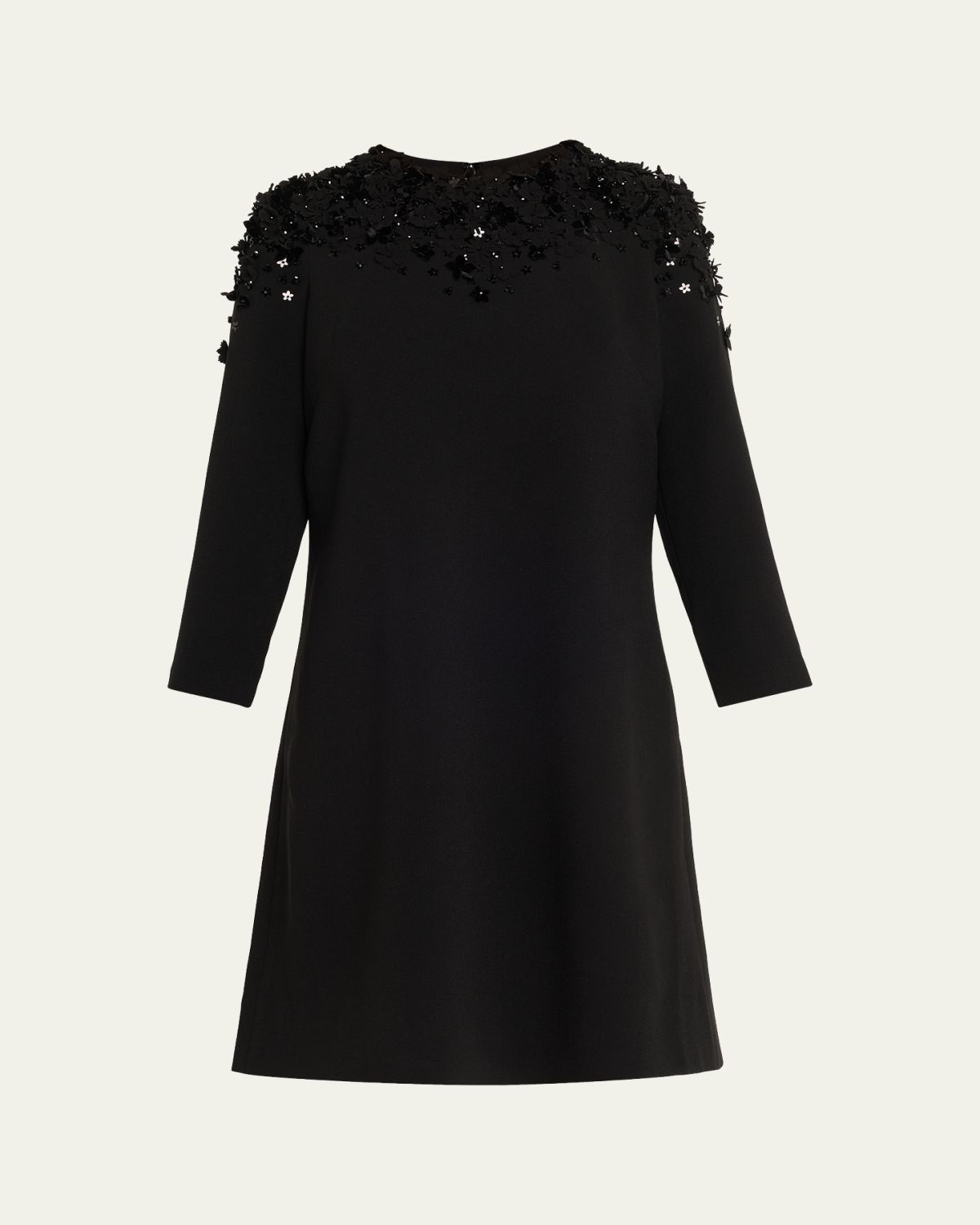 Rickie Freeman for Teri Jon A-Line Floral Applique Crepe Dress