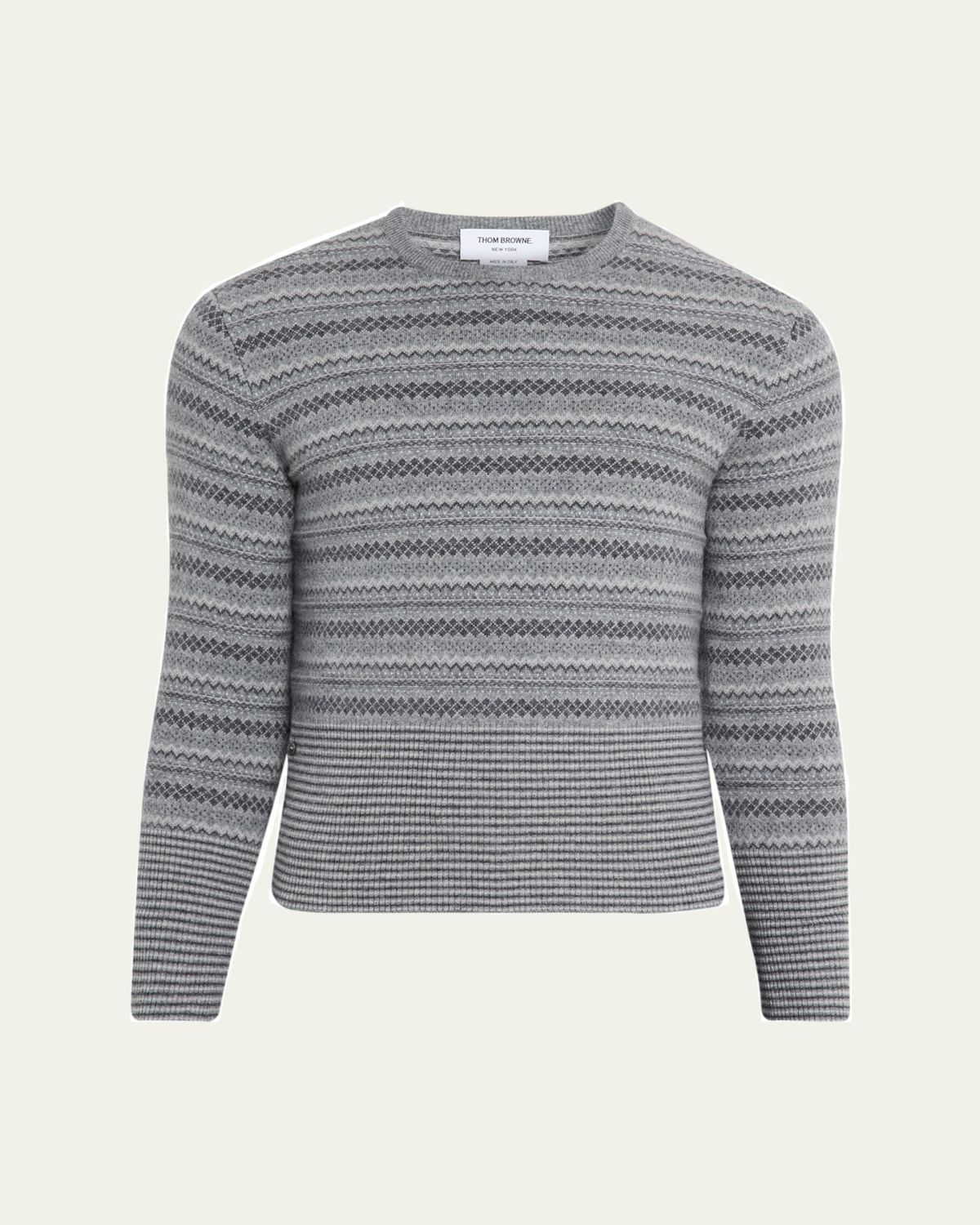 Thom Browne Men's Cashmere Jacquard Multi-Stripe Crewneck Sweater