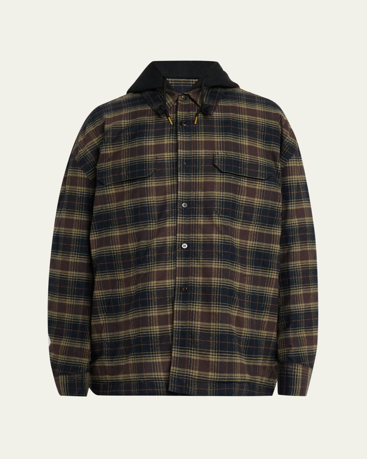 Willy Chavarria Men 's Ganadero Plaid Oversized Hooded Overshirt