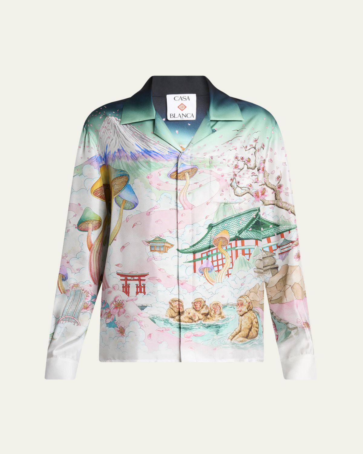 CASABLANCA Flowers Silk Twill Button-Down Shirt