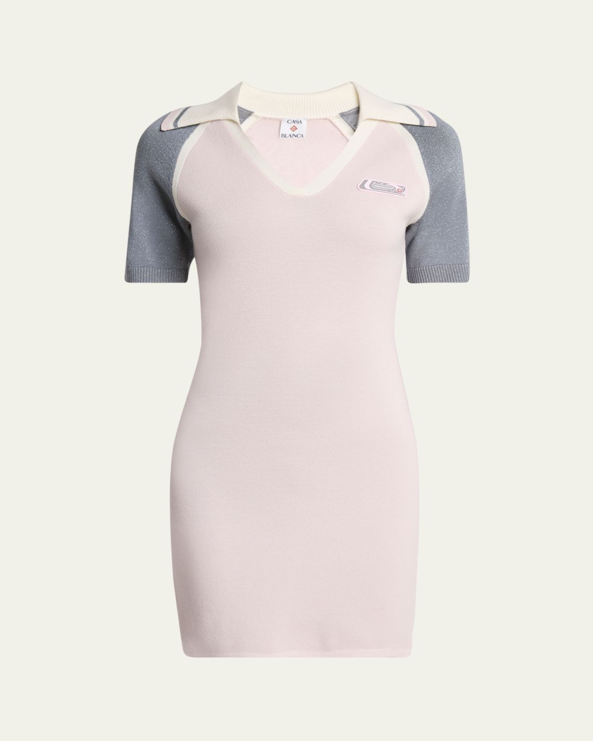 CASABLANCA Metallic Short-Sleeve Sporty Mini Polo Dress