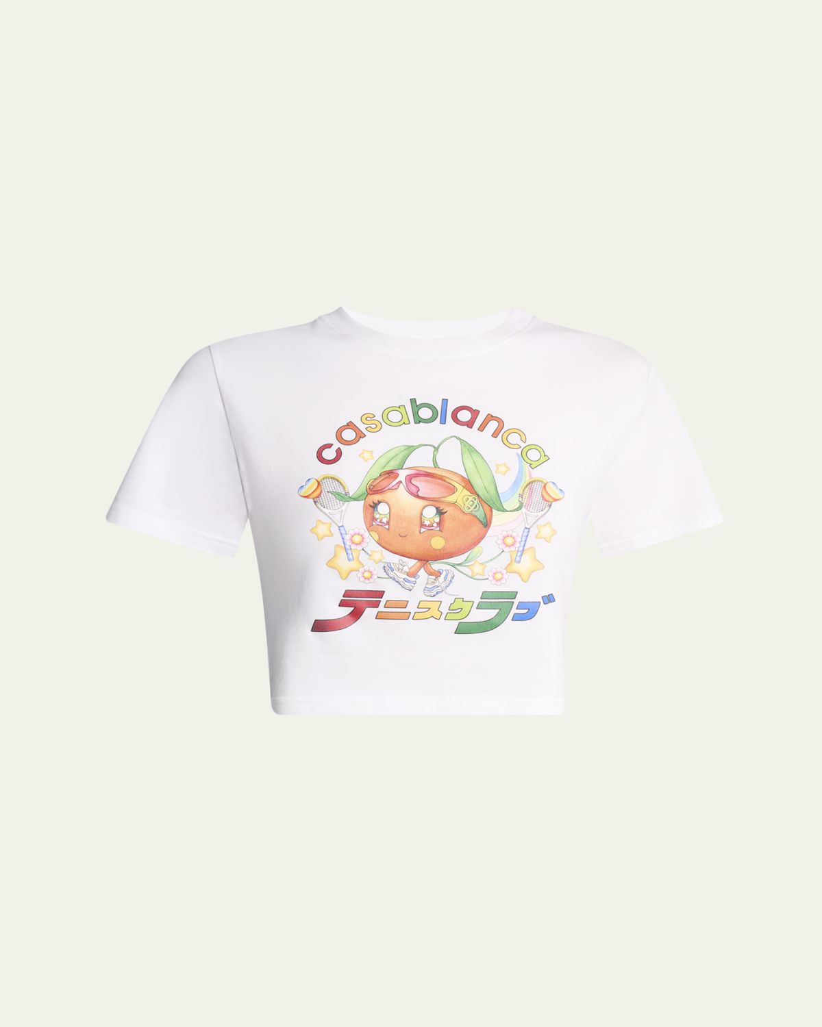 CASABLANCA Orange Mascot Short-Sleeve Crop T-Shirt