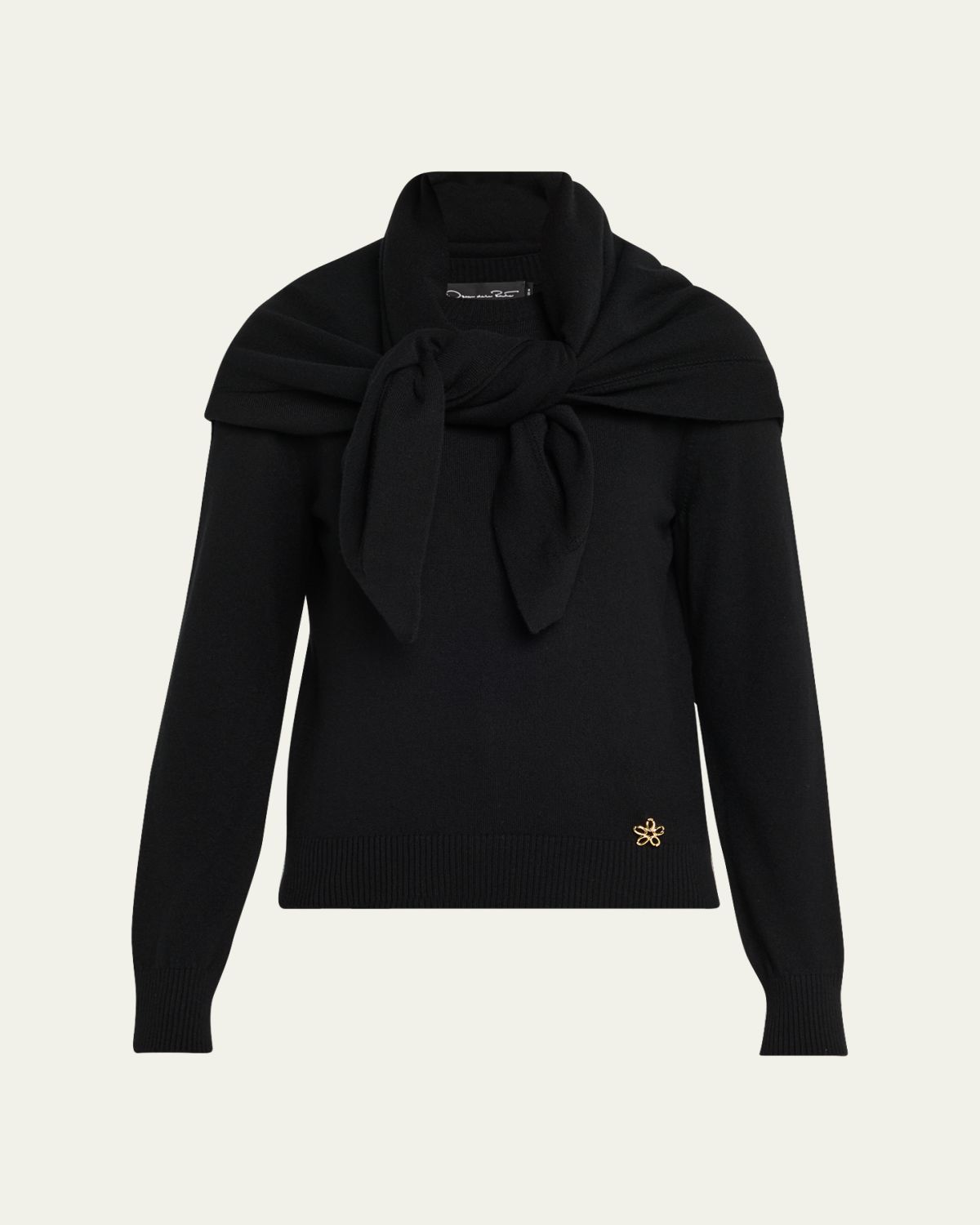 Oscar de la Renta Crewneck Cashmere Sweater With Removable Scarf