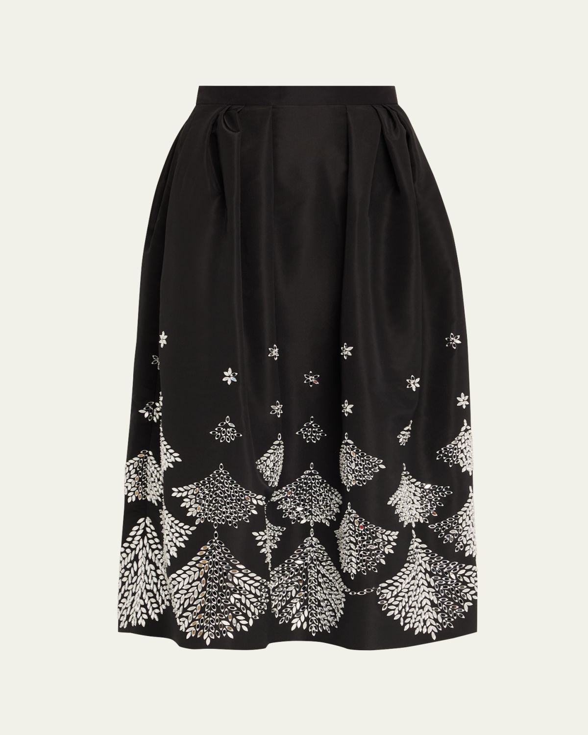 Oscar de la Renta Fern Embroidered Midi Party Skirt