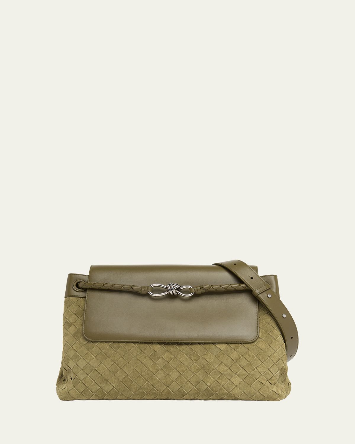 Bottega Veneta Men's Andiamo Intrecciato Suede and Leather Messenger Bag