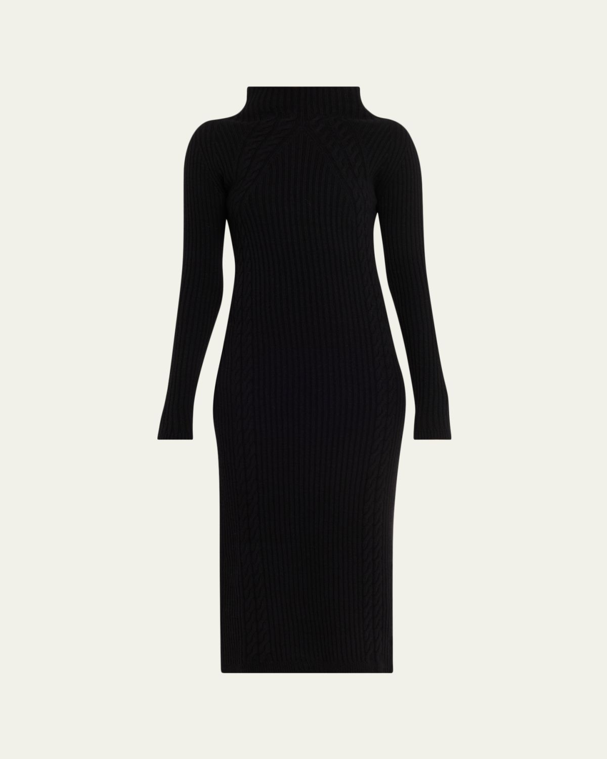 Max Mara Funnel-Neck Ribbed Cable-Knit Midi Dress
