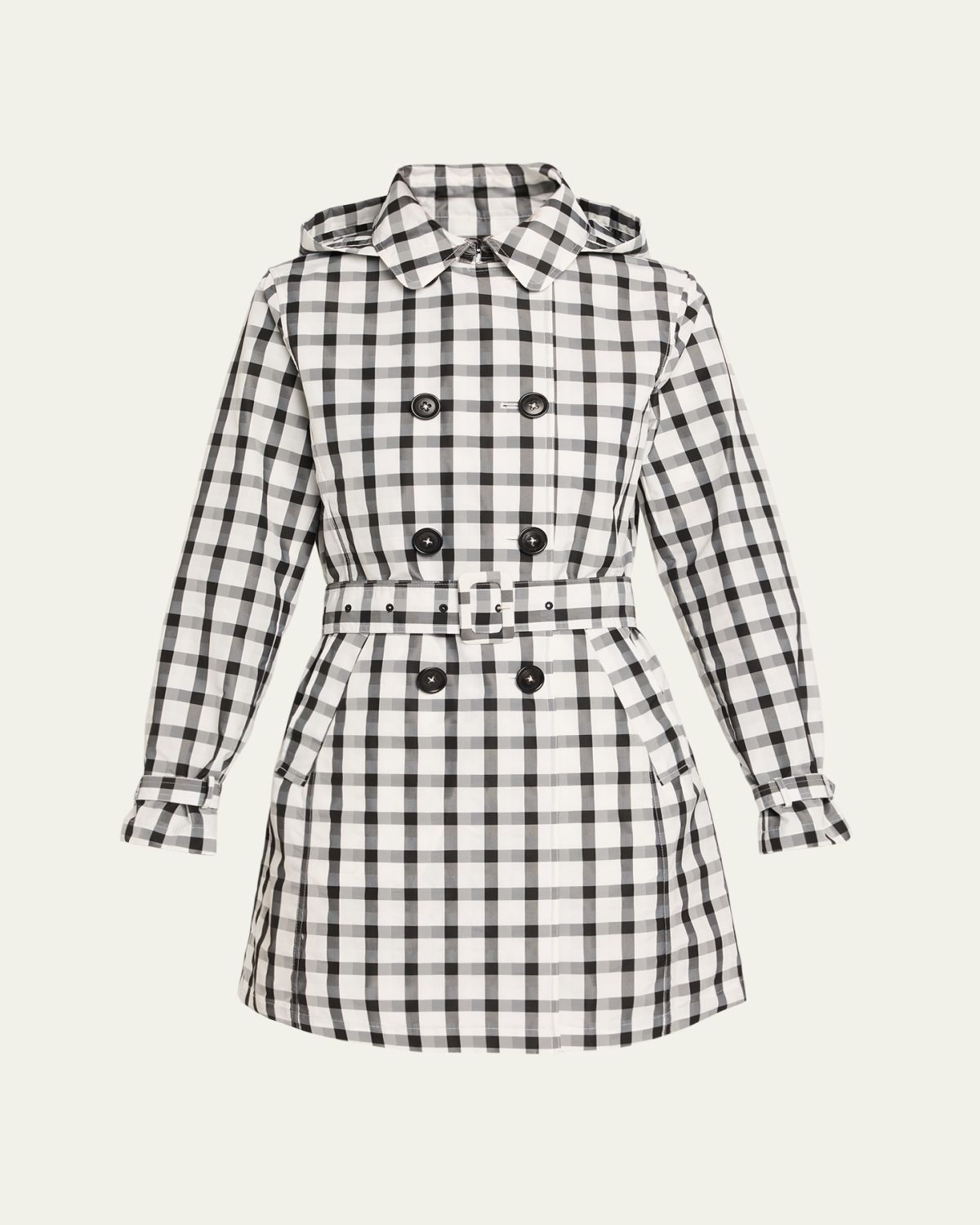 Jane Post Double-Breasted Check Taffeta Trench Coat