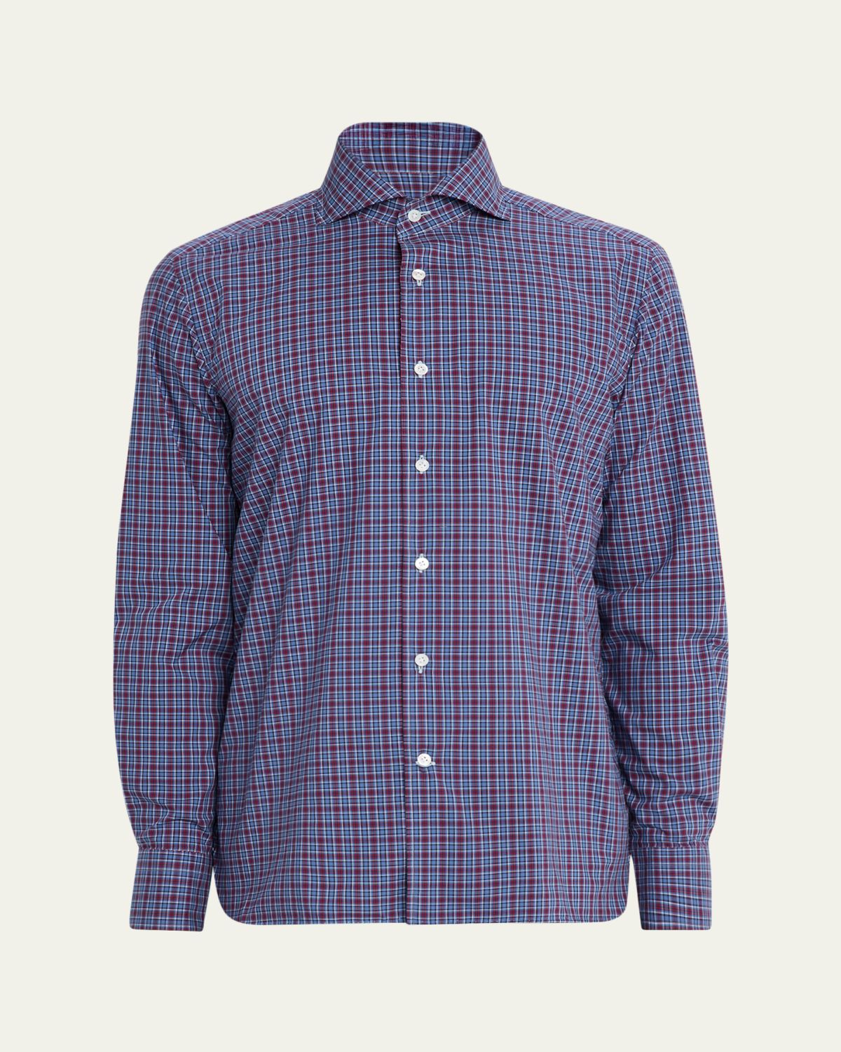 100Hands Men's Cotton Petite Plaid Classic-Fit Sport Shirt