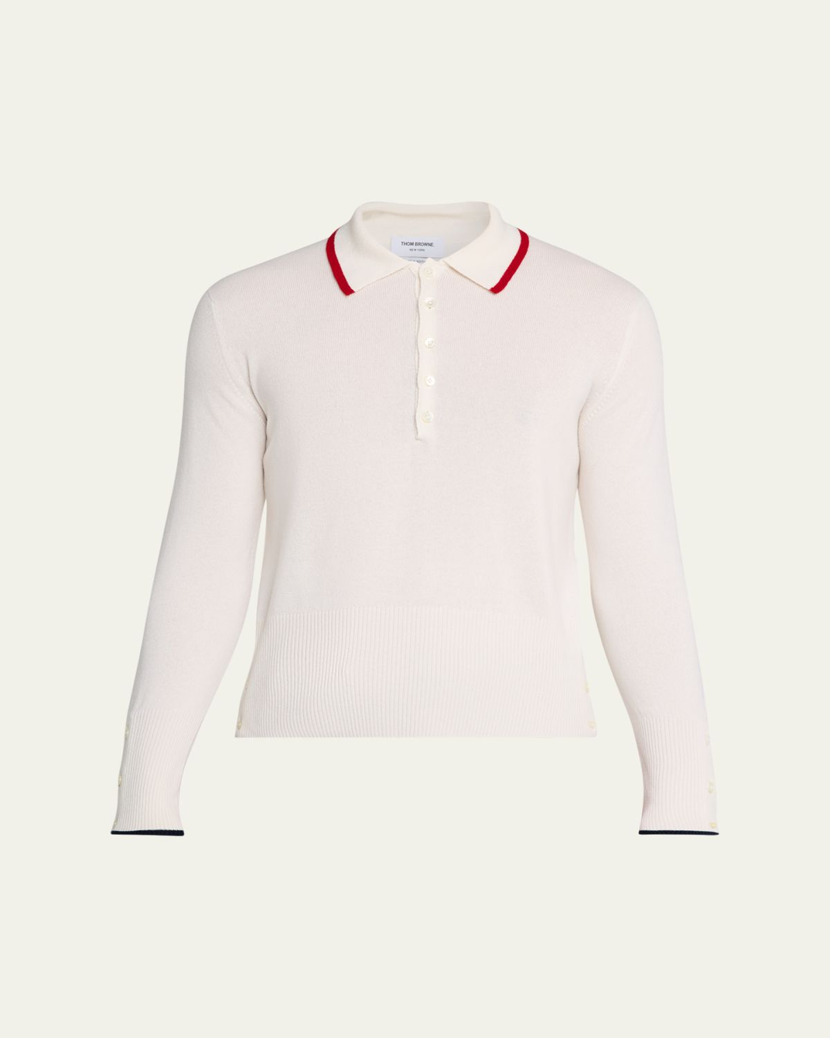 Thom Browne Men's Browne 65 Jersey Intarsia Cashmere Polo | Thumbnail 6 Thom Browne Men's Browne 65 Jersey Intarsia Cashmere Polo | Thumbnail 6