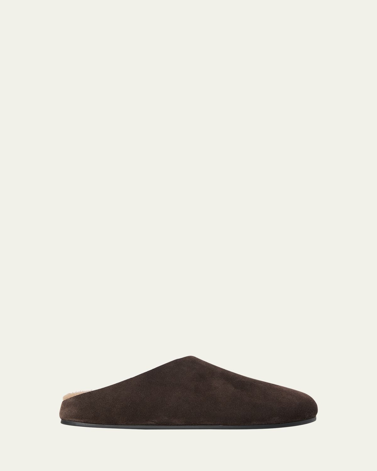 THE ROW Hudson Fur-Lined Suede Slide Mules