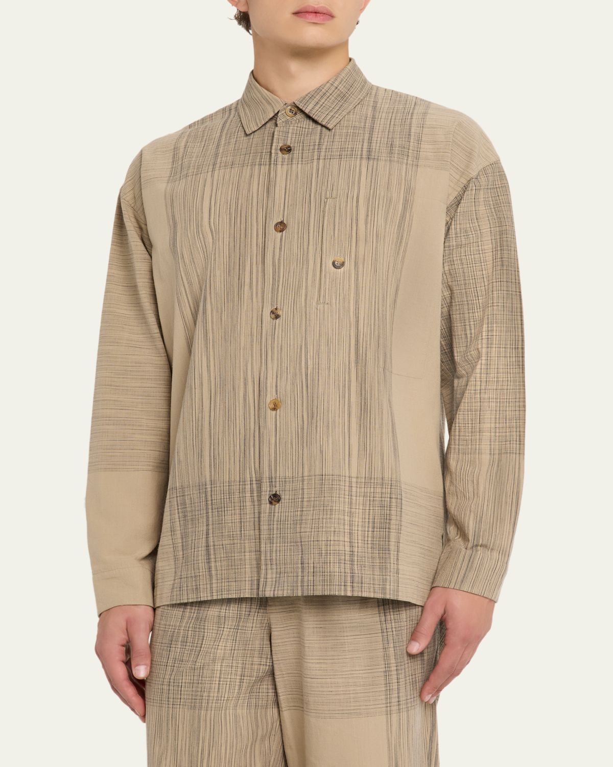 IM MEN Men's Kasuri Maxi-Check Pocket Sport Shirt | Thumbnail 4 IM MEN Men's Kasuri Maxi-Check Pocket Sport Shirt | Thumbnail 4