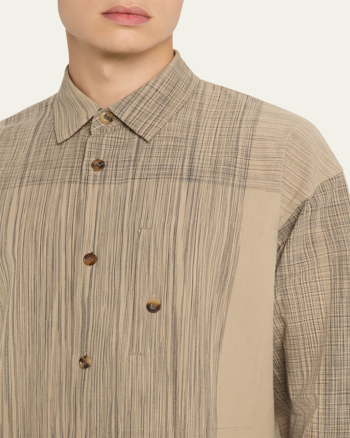 IM MEN Men's Kasuri Maxi-Check Pocket Sport Shirt | Thumbnail 5 IM MEN Men's Kasuri Maxi-Check Pocket Sport Shirt | Thumbnail 5