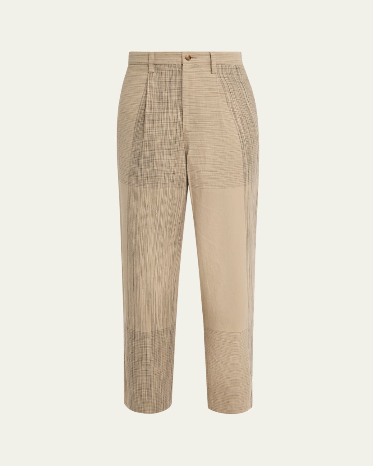 IM MEN Men's Kasuri Cotton Maxi-Check Pants