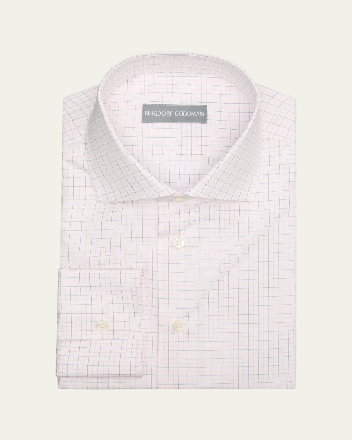 Bergdorf Goodman Men's Cotton Grid Check Spread Collar Dress Shirt