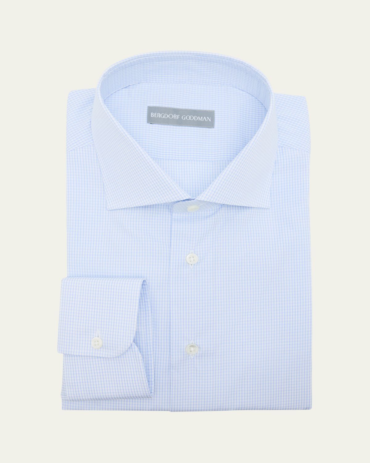 Bergdorf Goodman Men's Cotton Micro-Check Spread-Collar Dress Shirt