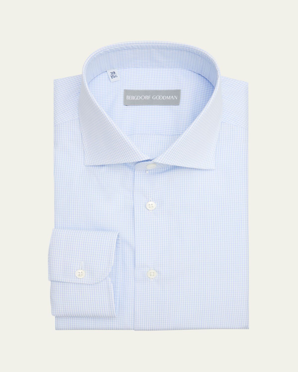 Bergdorf Goodman Men's Cotton Micro-Check Spread Collar Dress Shirt