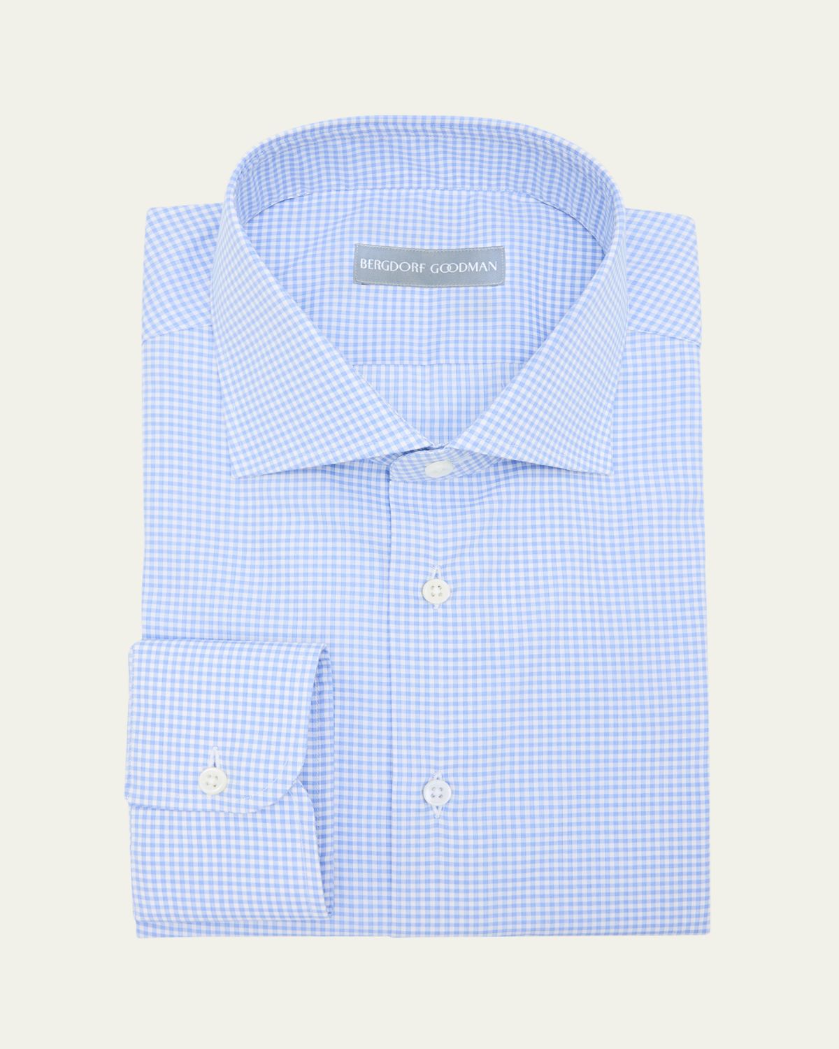 Bergdorf Goodman Men's Cotton Gingham Check Spread-Collar Dress Shirt