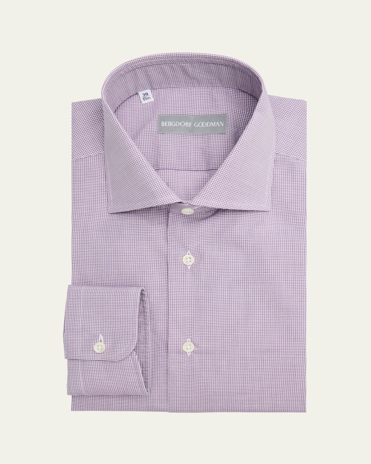 Bergdorf Goodman Men's Cotton Micro-Check Spread Collar Dress Shirt