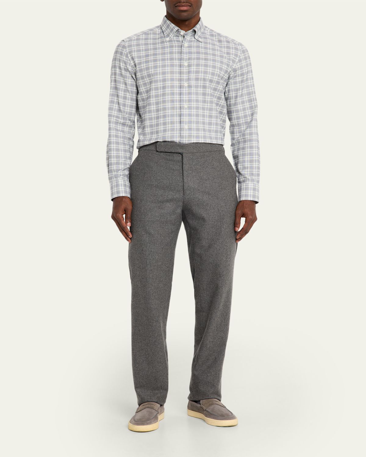 Bergdorf Goodman Men's Cotton-Cashmere Plaid Classic Fit Button-Down Shirt | Thumbnail 2 Bergdorf Goodman Men's Cotton-Cashmere Plaid Classic Fit Button-Down Shirt | Thumbnail 2