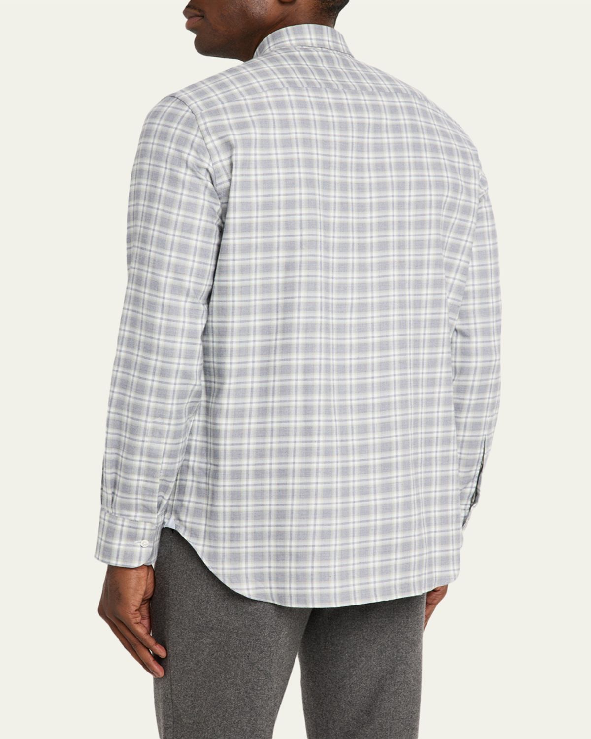 Bergdorf Goodman Men's Cotton-Cashmere Plaid Classic Fit Button-Down Shirt | Thumbnail 3 Bergdorf Goodman Men's Cotton-Cashmere Plaid Classic Fit Button-Down Shirt | Thumbnail 3