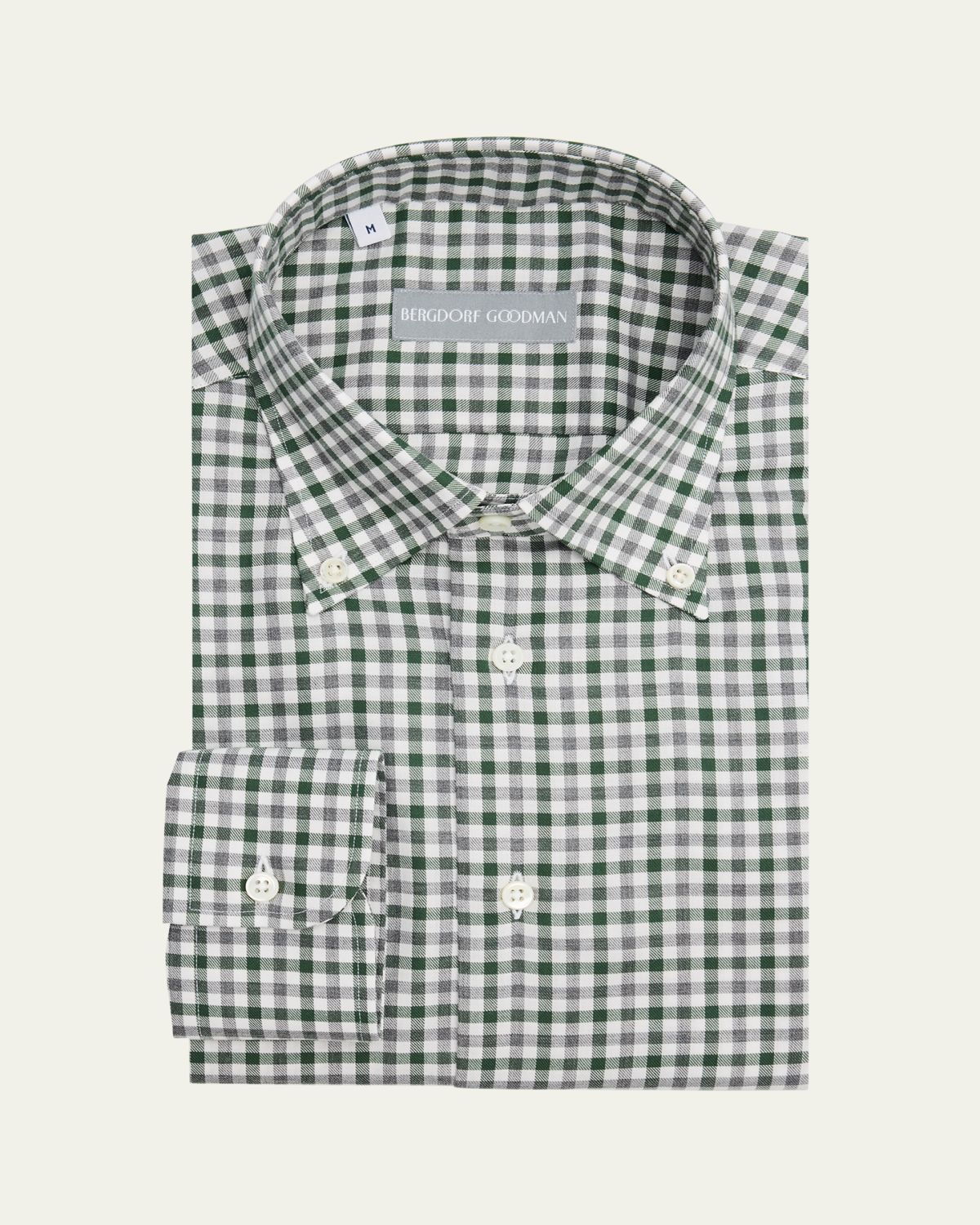 Bergdorf Goodman Men's Cotton Graph Check Button-Collar Sport Shirt