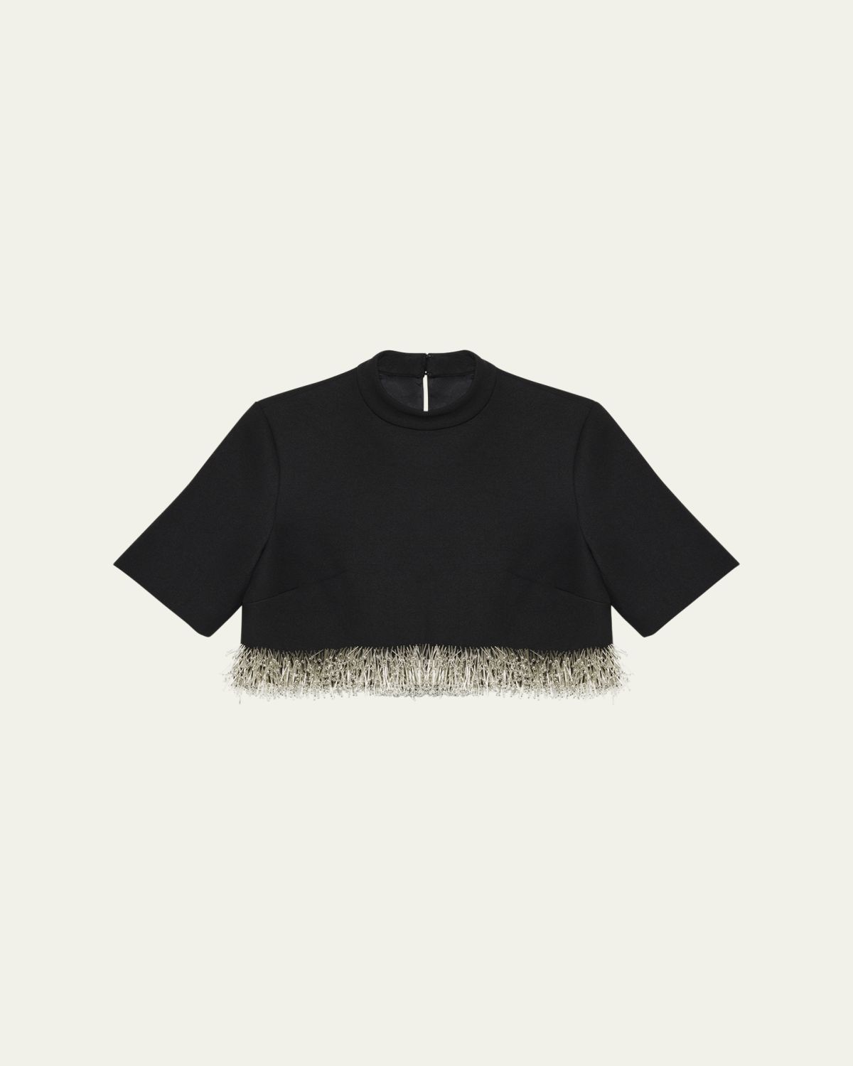 SIMKHAI Jalen Beaded Short-Sleeve Crop Top