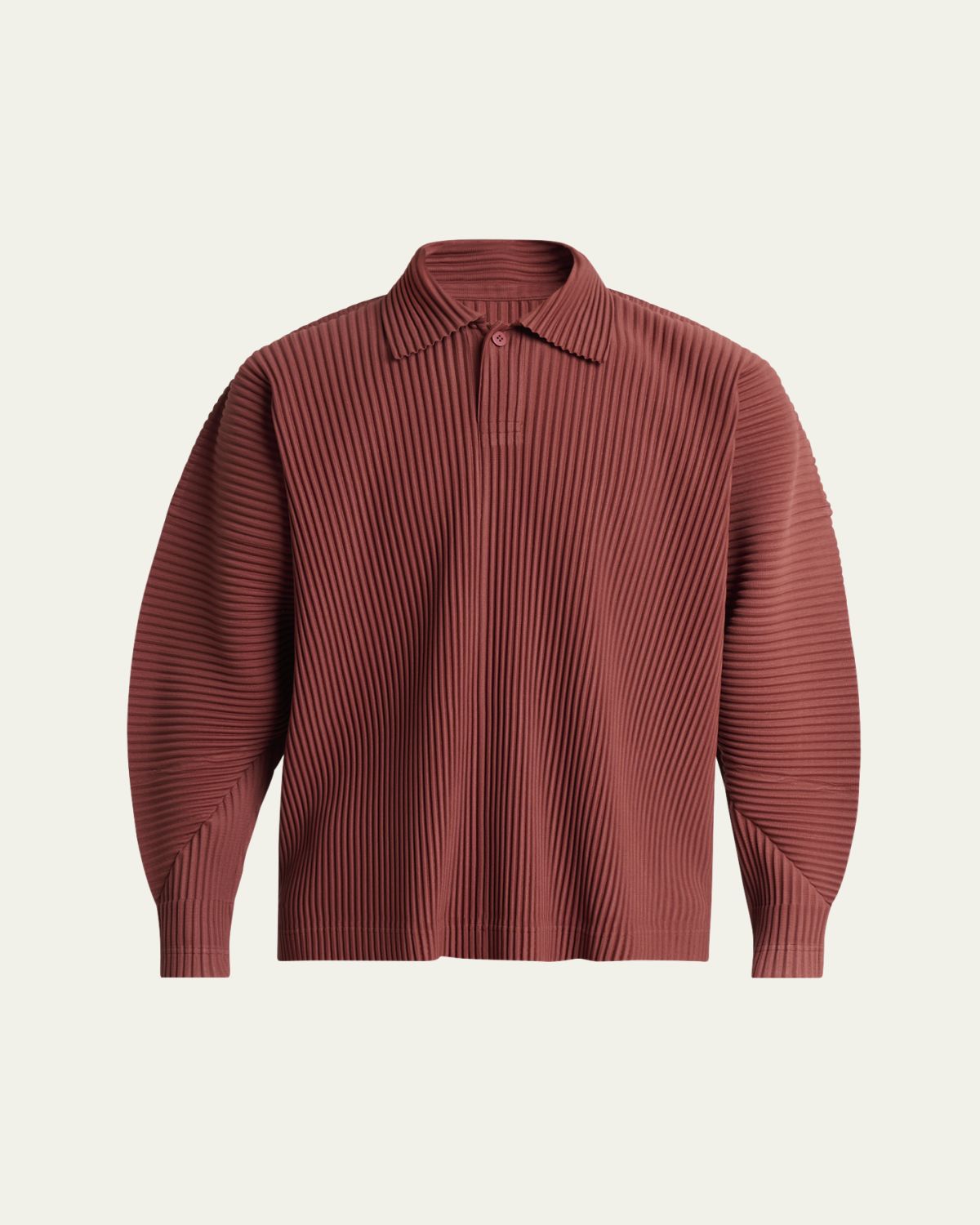 Homme Plisse Issey Miyake Men's Pleated Long-Sleeve Polo Shirt