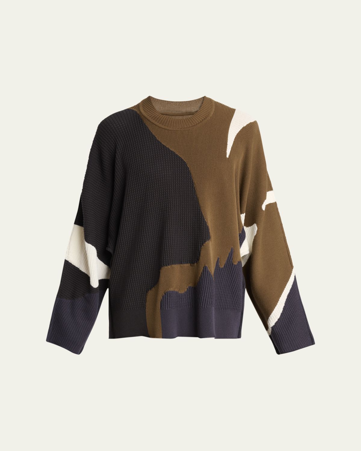 Homme Plisse Issey Miyake Men's Multi Agate Knit Relaxed Crewneck Sweater