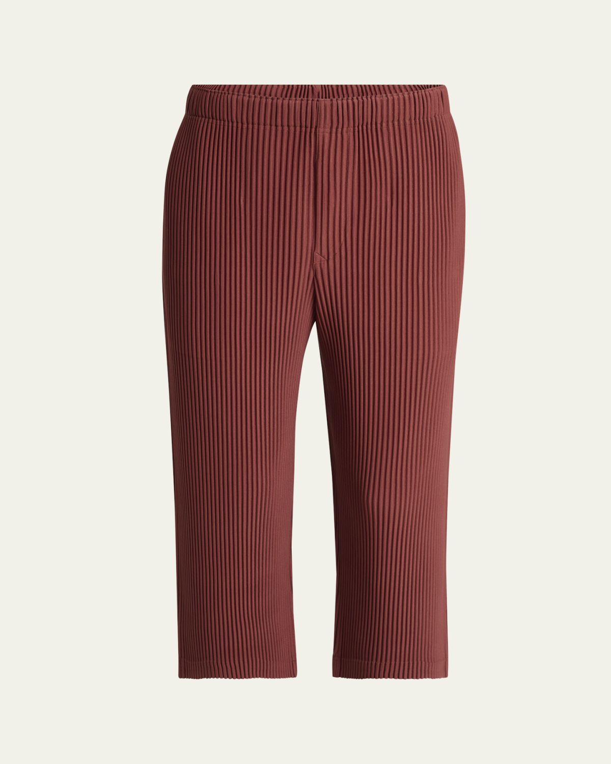 Homme Plisse Issey Miyake Men 's Cropped Brown Pleated Trousers