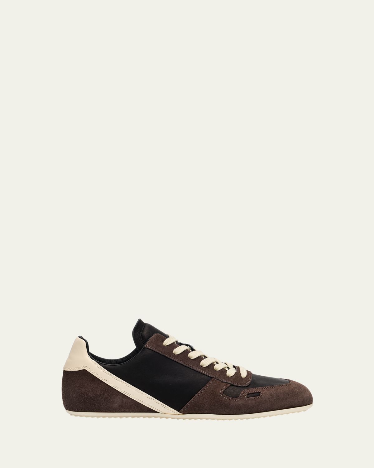 Rick Owens Minimal Mixed Leather Low-Top Sneakers
