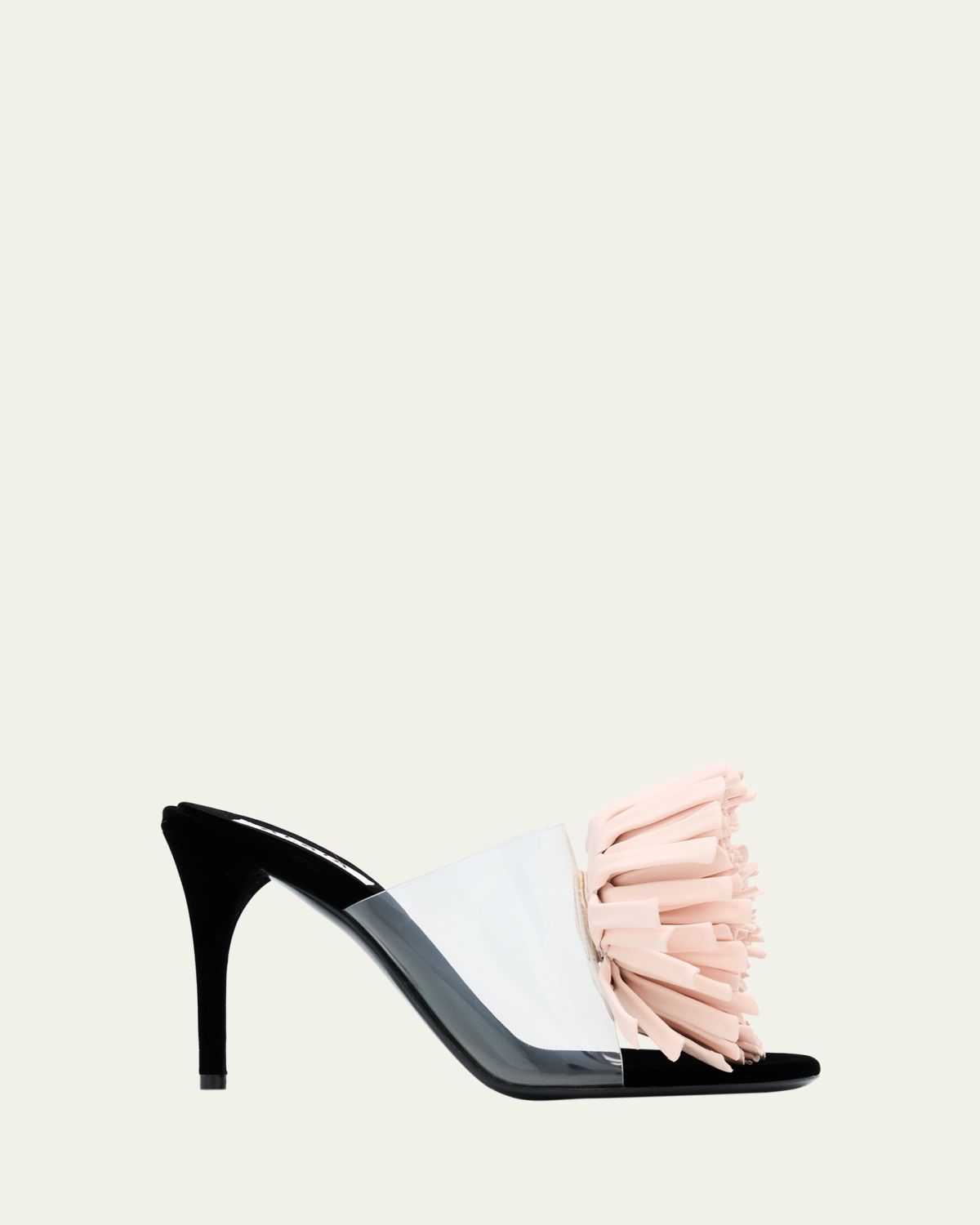 ALAIA Plexi Asymmetric Leather Flower Sandals