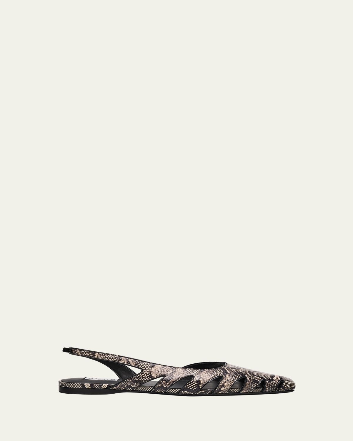 ALAIA Snakeskin Leather Slingback Flats