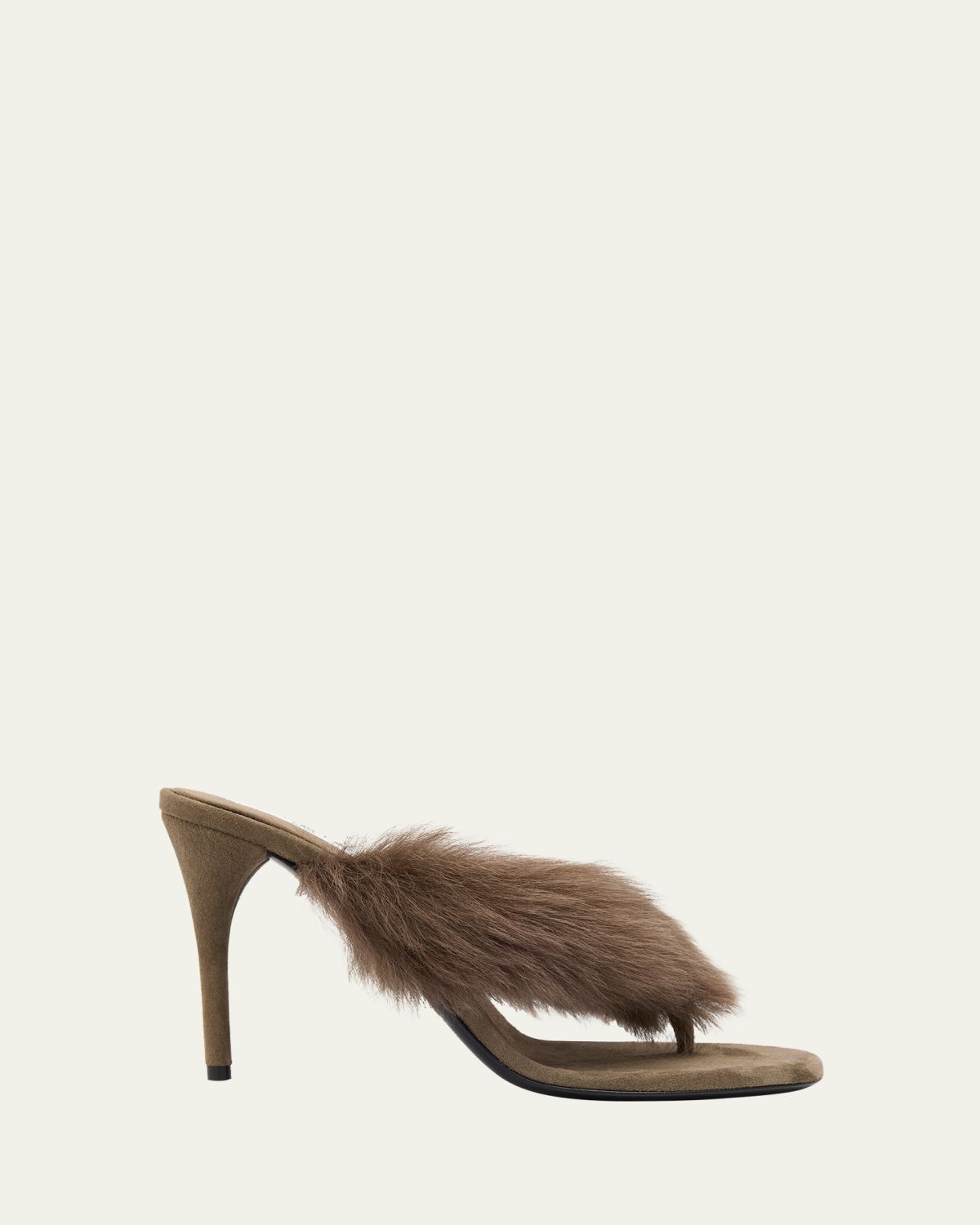 ALAIA 90mm Shearling and Leather Thong Sandals
