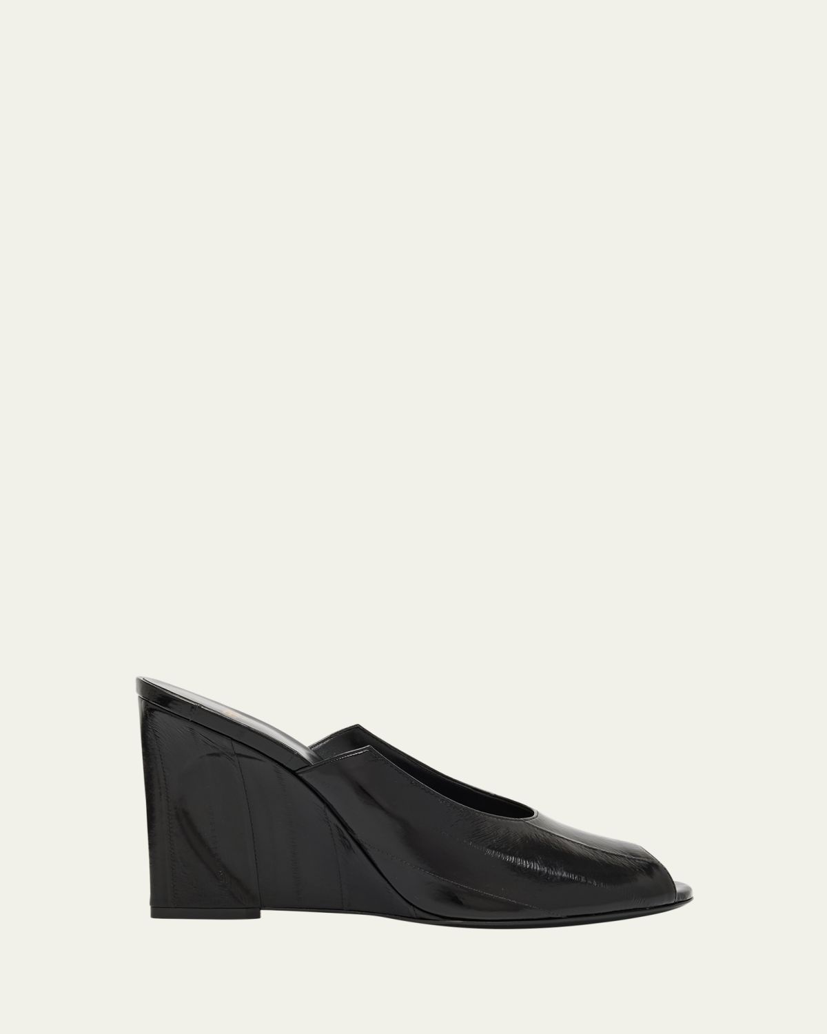 Fendi Eel Leather Peep-Toe Mules