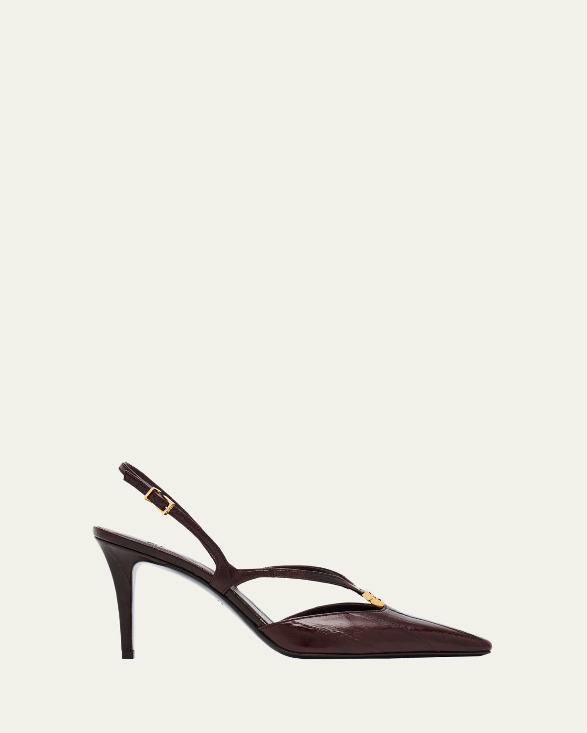 Fendi 85mm Fold Eel Leather Slingback Pumps