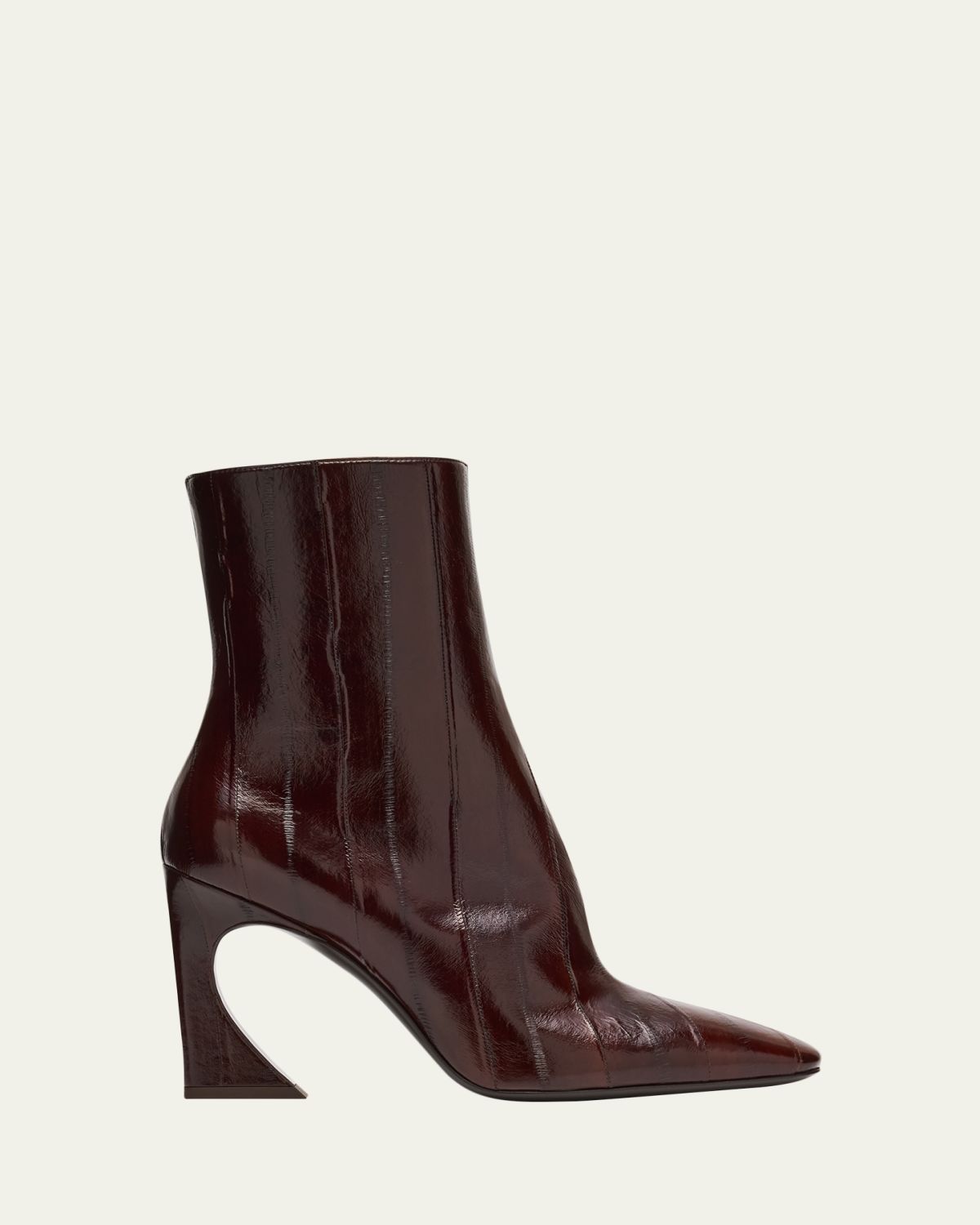 Fendi 95mm Eel Leather Curved Heel Booties