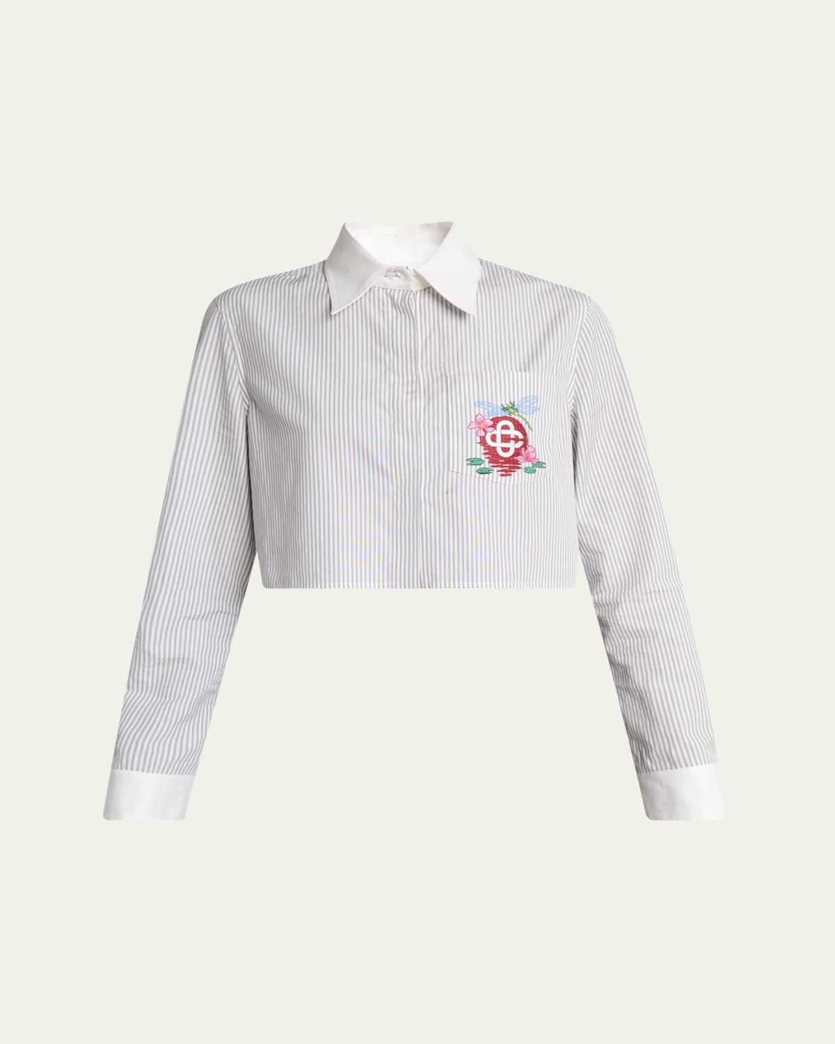 CASABLANCA Embroidered Crop Button-Down Shirt