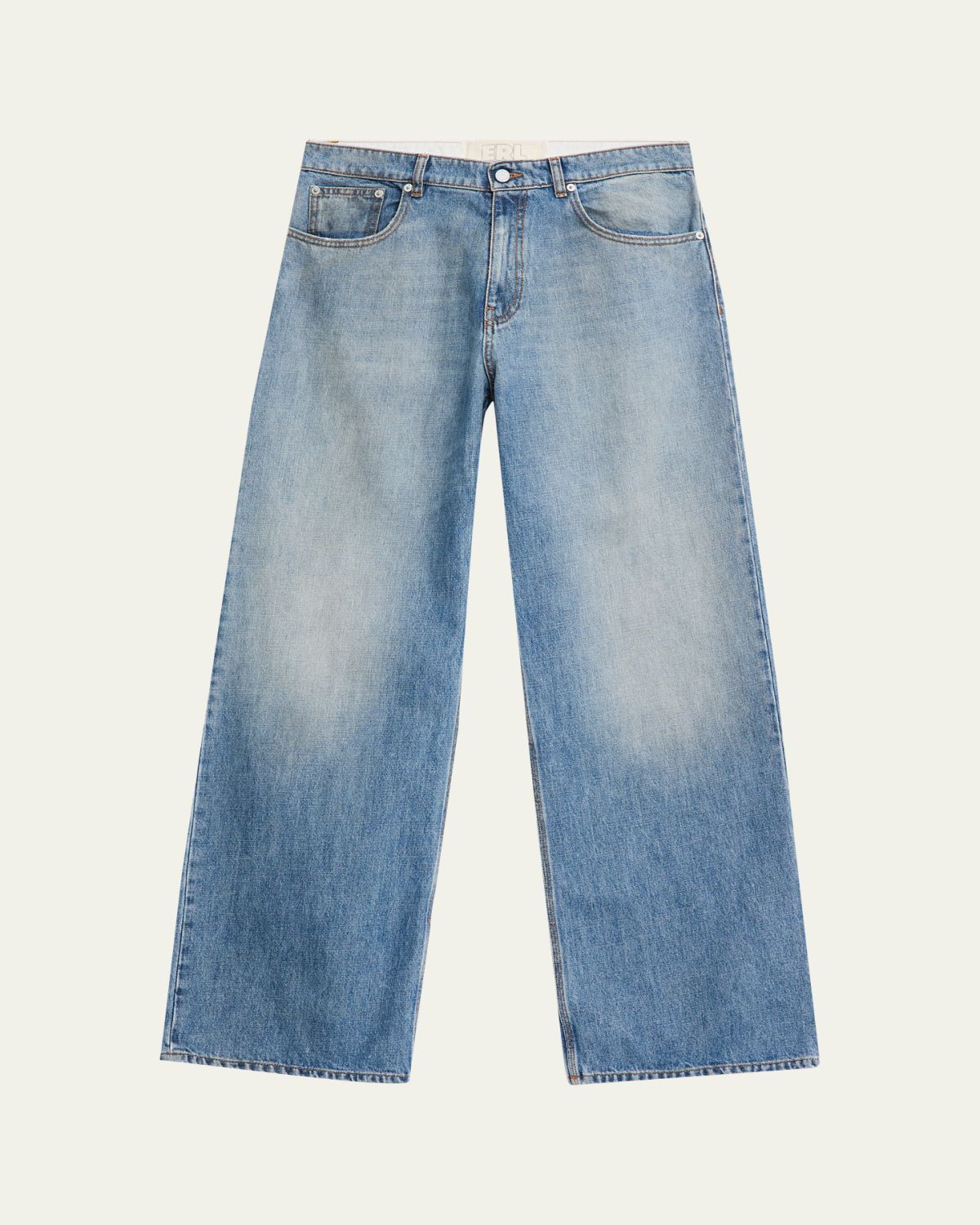 ERL Men's Faded Denim Wide-Leg Jeans