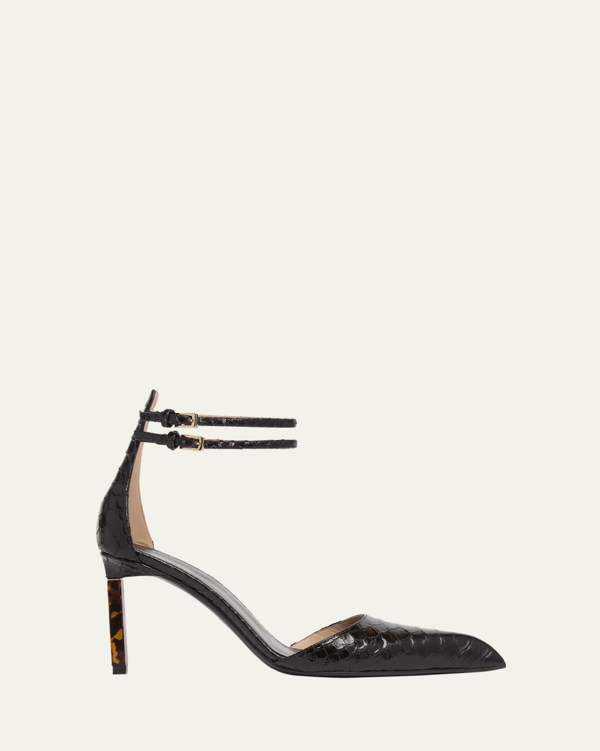 TOM FORD Python Stamped Leather Double Ankle Strap Pumps