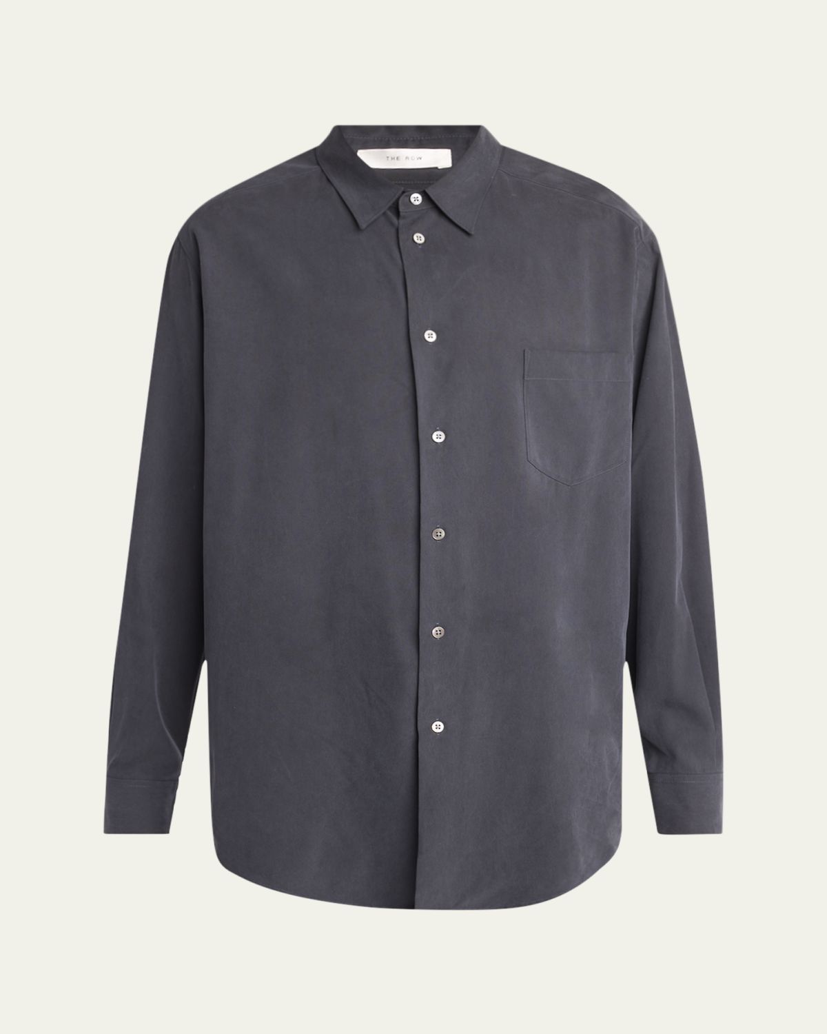 THE ROW Men's Briar Washed Silk Pocket Button-Down Shirt