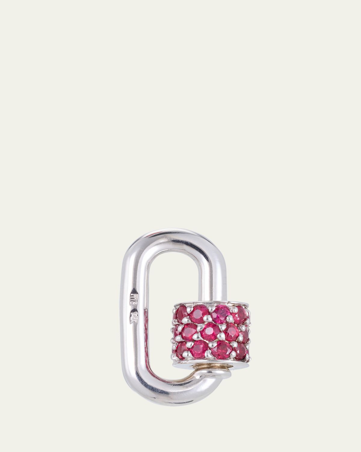 Marla Aaron Stoned Chubby Babylock in 14K White Gold with Rubies