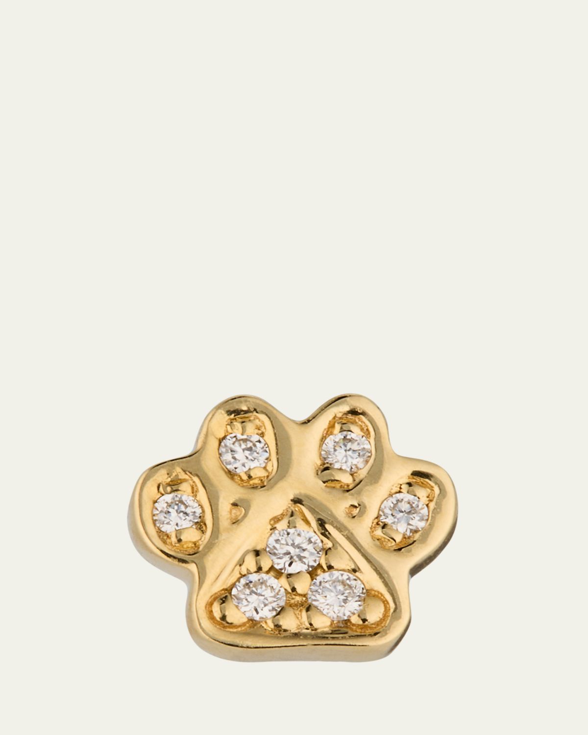 Sydney Evan 14K Gold & Diamond Mini Paw Stud Earring, Single